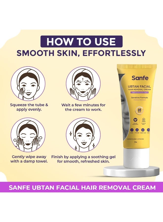 Sanfe ubtan facial hair removal cream | facial hair removal cream for women | safe for sensitive skin | gentle & soothing for delicate face areas | effective face hair removal for women. - Image 4